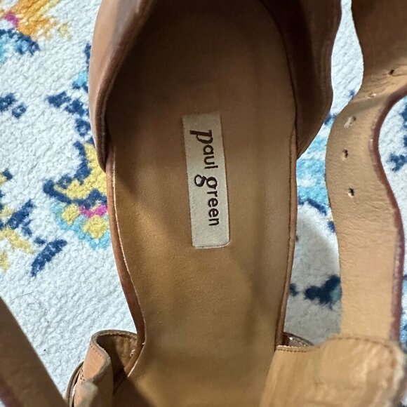 Paul Green Christy Leather Sandals Womens Size 5 US 7.5 Stacked Heel Cutouts Mod - Picture 9 of 11